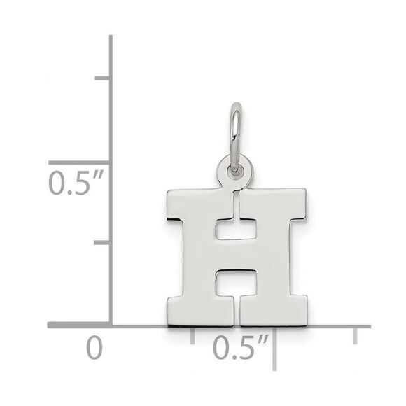 Sterling Silver, Amanda Collection Small Block Style Initial H Pendant - Picture 4 of 5